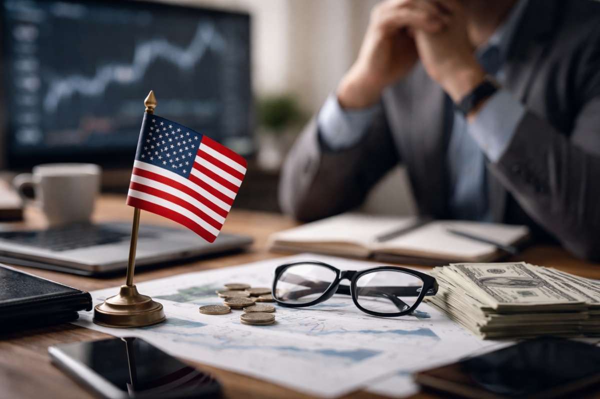 The image and the text together explore how human behavior influences investment decisions in the United States.